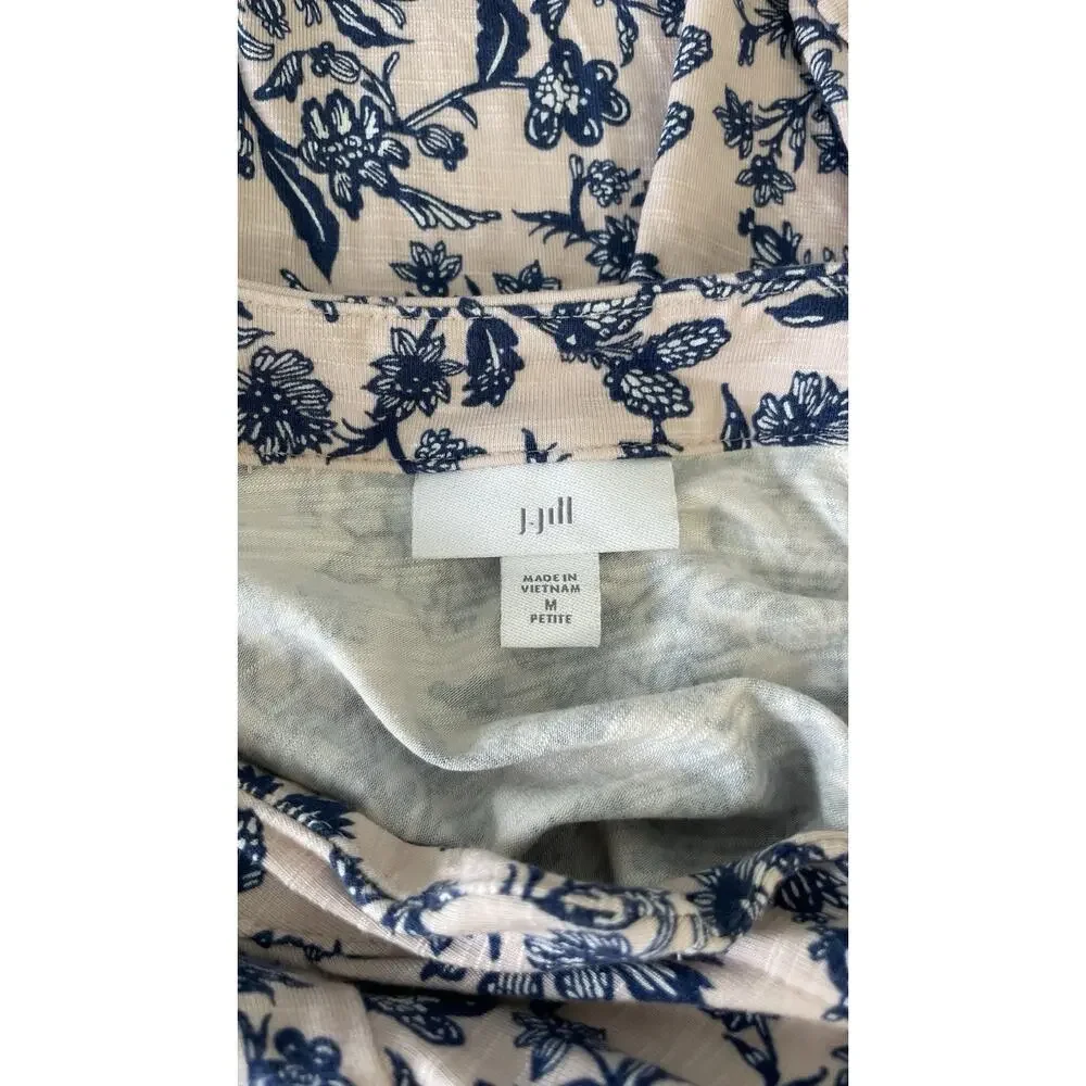 J Jill MP Island Breeze Blush Pink Blue Floral Maxi Dress Fairy Sleeveless Bloom - Picture 9 of 11